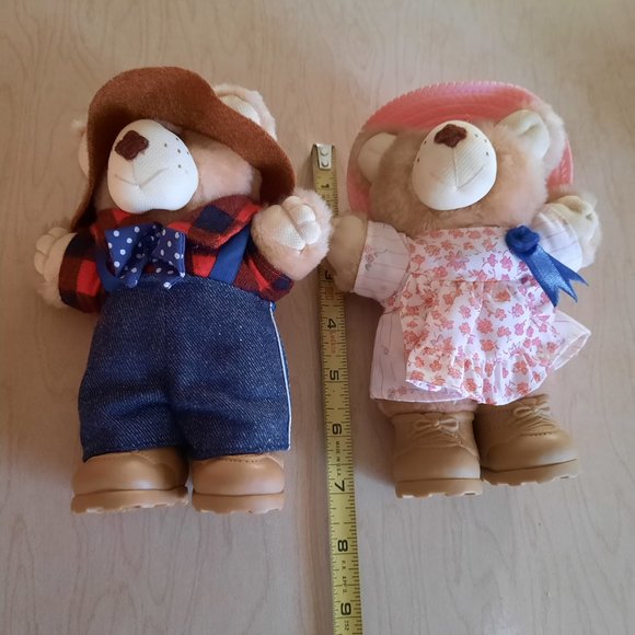 Vintage 80's Wendy's FURSKINS 7" Bears - Farrell, Hattie Set of 2 + extras! - Picture 13 of 16